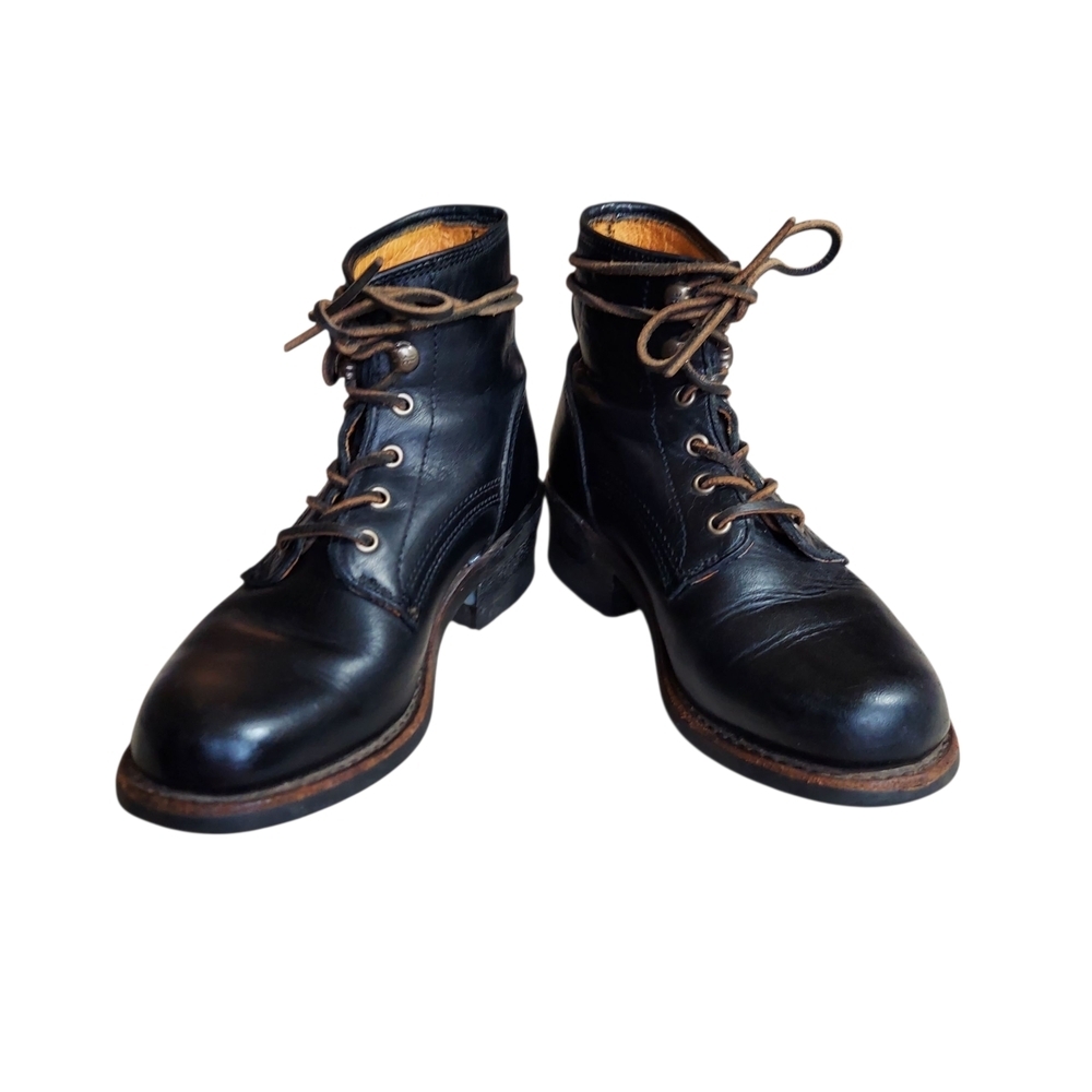 Vintage 70s Frye Women's Black Leather Lace-up Ankle Boots USA Goodyear Welt - Picture 7 of 16